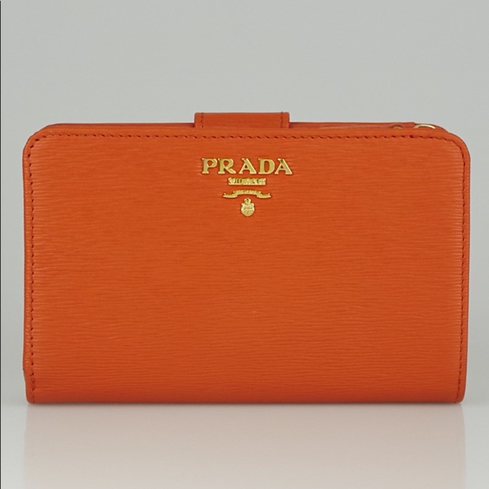 PRADA Small Saffiano Leather Wallet (PAPAYA)